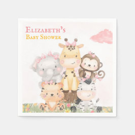 Guardanapo De Papel Animais Da Floresta | Chá de fraldas pintado cor-d