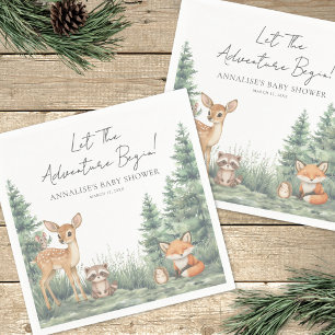 Guardanapo De Papel Animais da Floresta de Madeira Aventura Chá de Beb