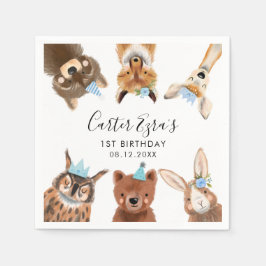 Guardanapo De Papel Animais da Floresta Festa de aniversário Azul