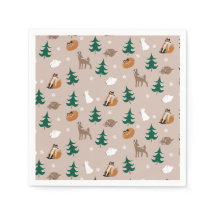 Animais Da Floresta Raposa Coelho Snowflakes Árvor