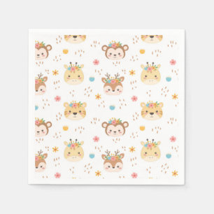Guardanapo De Papel Animais Da Madeira Bebê Giraffe Macaco