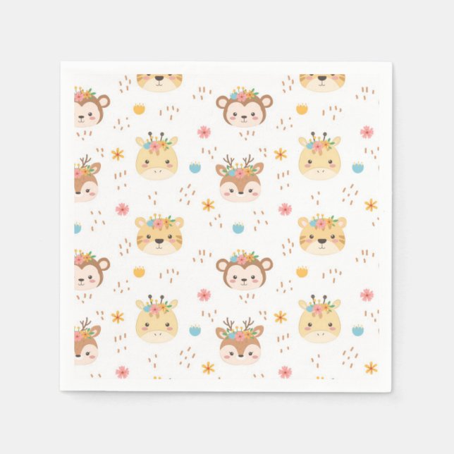 Guardanapo De Papel Animais Da Madeira Bebê Giraffe Macaco (Frente)