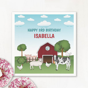 Guardanapo De Papel Animais de fazenda com Red Barn Rural Kid no Anive