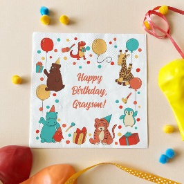 Guardanapo De Papel Animais de Festa e Confetes Personalizados para An