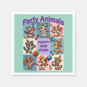Guardanapo De Papel Animais de Festa "Feliz Ano Novo"