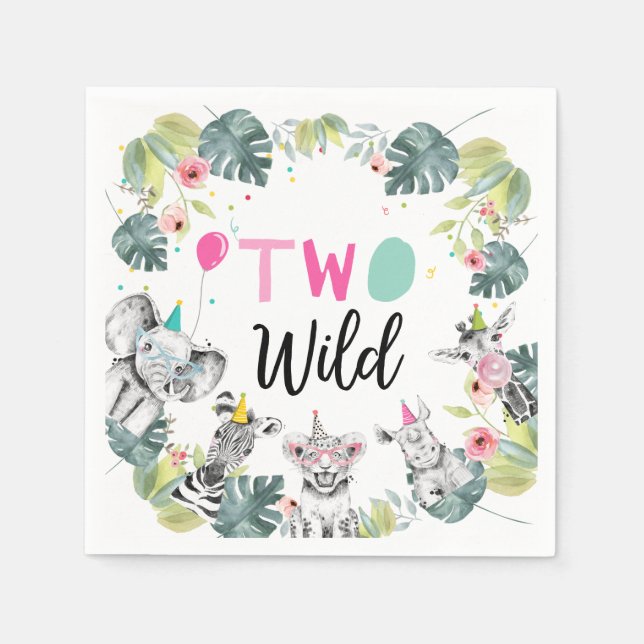Guardanapo De Papel Animais de festa Safari Garota Rosa Segundo segund (Frente)