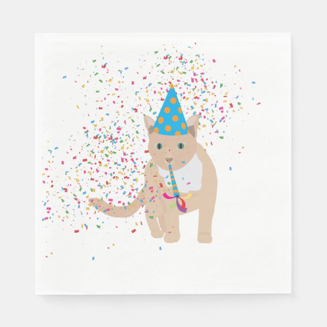 Guardanapo De Papel Animais de Gato Engraçados Fazendo Festa (Frente)