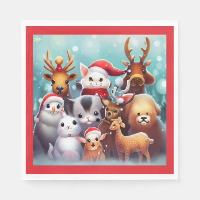 Guardanapo De Papel Animais de Natal 2 (Frente)