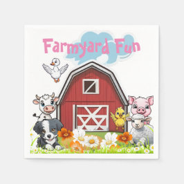 Guardanapo De Papel Animais Divertidos da Fazenda e Margaridas
