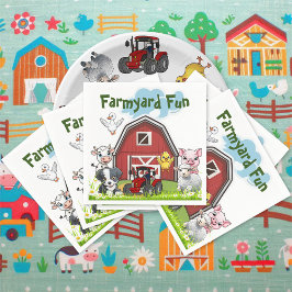 Guardanapo De Papel Animais Divertidos da Fazenda em Celeiro Vermelho