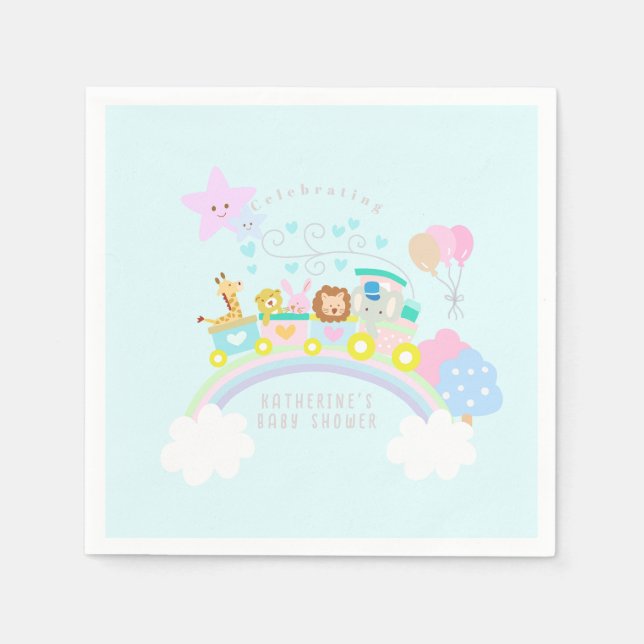 Guardanapo De Papel Animais do trem azul (Frente)