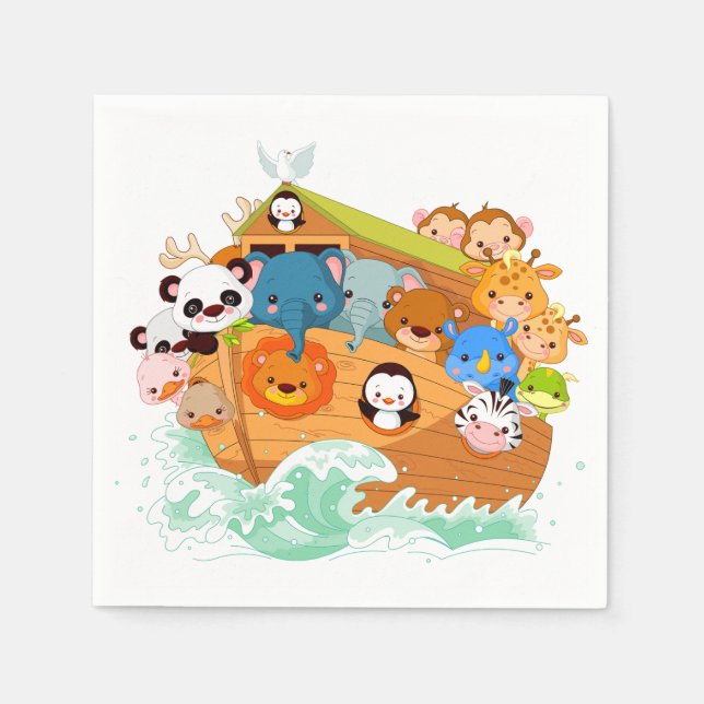 Guardanapo De Papel Animais Em Papéis De Arte Do Noahs (Frente)