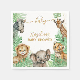 Guardanapo De Papel Animais Safari Chá de fraldas verde tropical