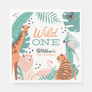 Guardanapo De Papel Animais Safari Modernos Selvagens Um primeiro aniv