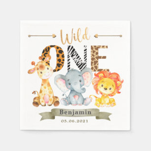Guardanapo De Papel Animais Safari Selvagens Um Aniversário Napkins