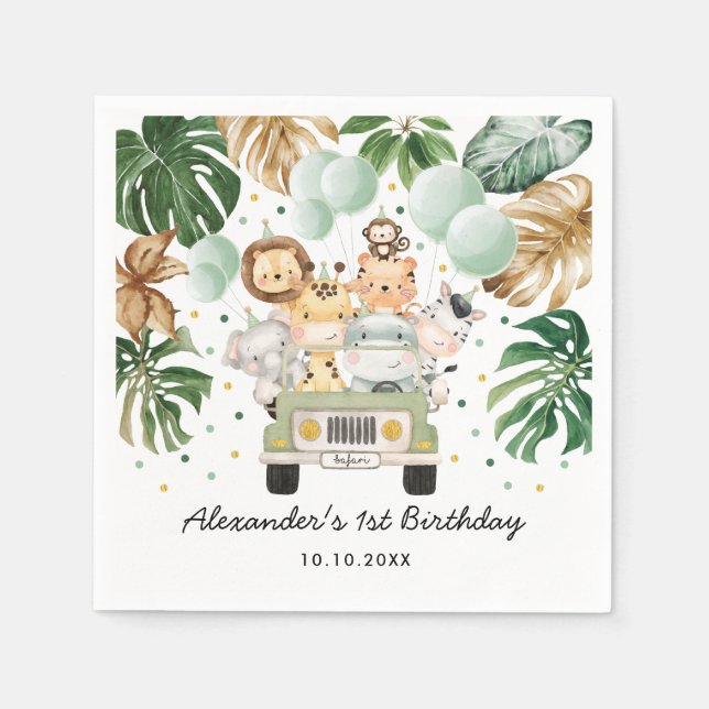 Guardanapo De Papel Animais Selvagens Safari Selvagens Douradas de Gre (Frente)