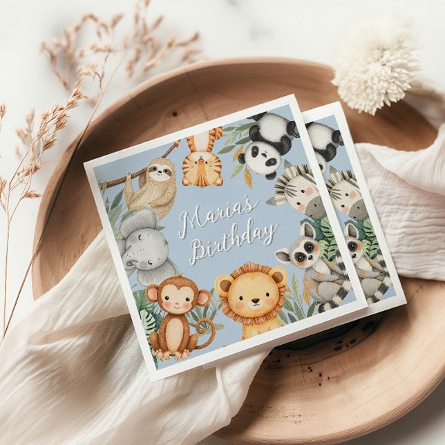 Guardanapo De Papel Animais Selvagens Tropicais de Pastel, Uma Selva S (Criador carregado)