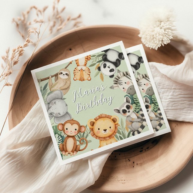 Guardanapo De Papel Animais Selvagens Tropicais de Pastel, Uma Selva S (Criador carregado)