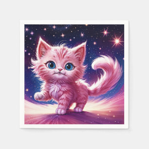 Guardanapo De Papel Animal cósmico gato rosa felino estilo moderno
