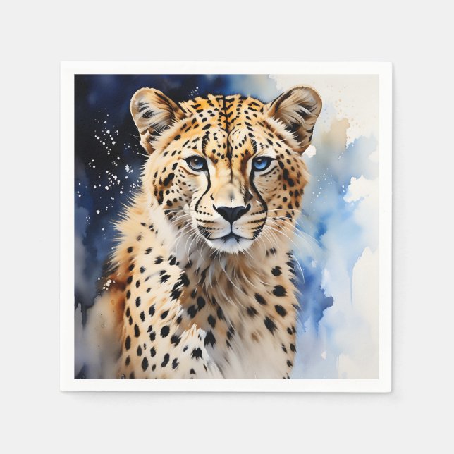 Guardanapo De Papel Animal Safari Cheetah Watercolor (Frente)