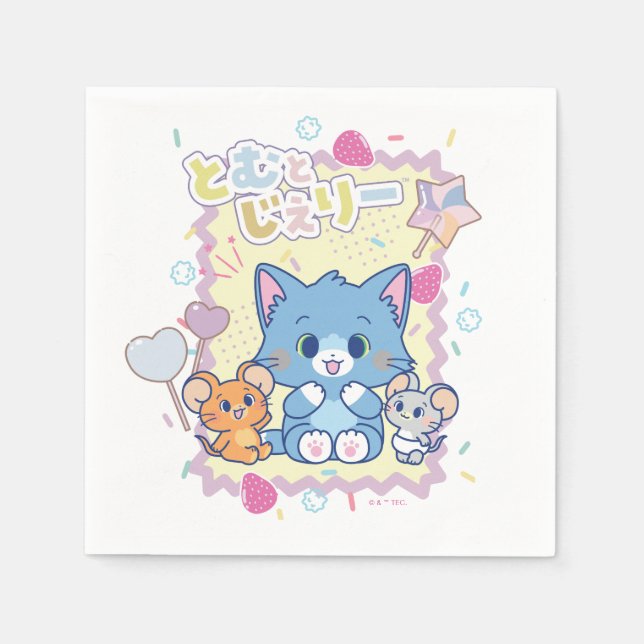 Guardanapo De Papel Anime o Tom e o Jerry Strawberry (Frente)