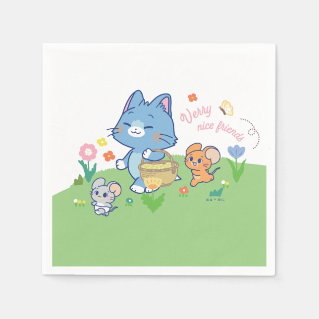 Guardanapo De Papel Anime Tom, Jerry e Tuffy Picnic (Frente)