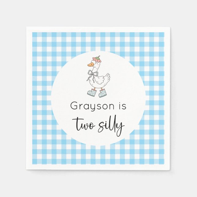 Guardanapo De Papel Aniversário Azul de Ganso de Dois Bobos (Frente)