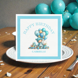 Guardanapo De Papel Aniversário Azul Turquesa Divertido e Caprichoso