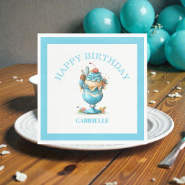 Guardanapo De Papel Aniversário Azul Turquesa Divertido e Caprichoso 