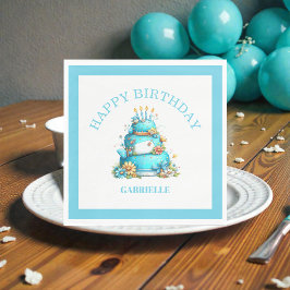 Guardanapo De Papel Aniversário Azul Turquesa Divertido e Caprichoso