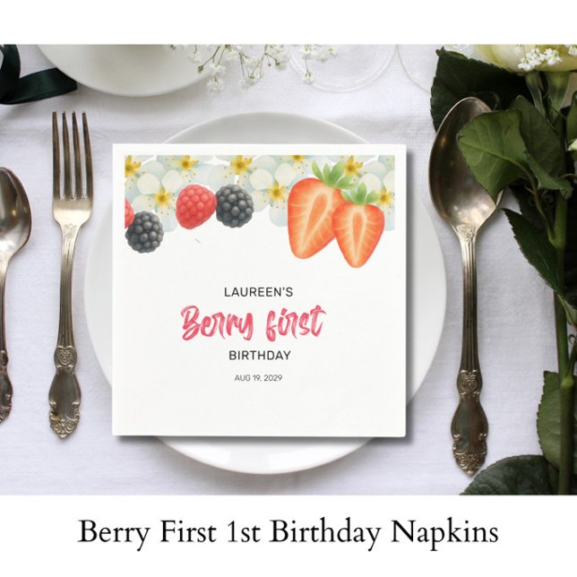 Guardanapo De Papel Aniversário Berry First 1º  (Criador carregado)