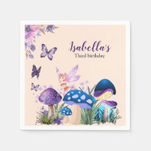 Aniversário Borboleta Cogumelo Roxo Fada Meninas