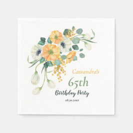 Guardanapo De Papel Aniversário Botânico de Anêmona primavera Laranja 