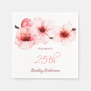 Guardanapo De Papel Aniversário branco cor-de-água Cereja Flor Rosa Ro