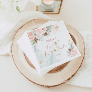 Guardanapo De Papel Aniversário brilhante da Maravilha de inverno rosa