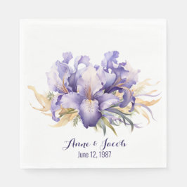 Guardanapo De Papel Aniversário Buquê de Watercolor Purple Iris