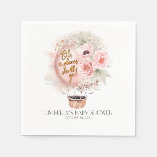 Guardanapo De Papel Aniversário / Chá de fraldas / Balão de Ar Quente  (Frente)