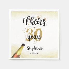 Guardanapo De Papel Aniversário CHEERS PARA # ANOS Script Dourado Pret