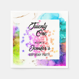 Guardanapo De Papel Aniversário Colorido de Coloração de Água