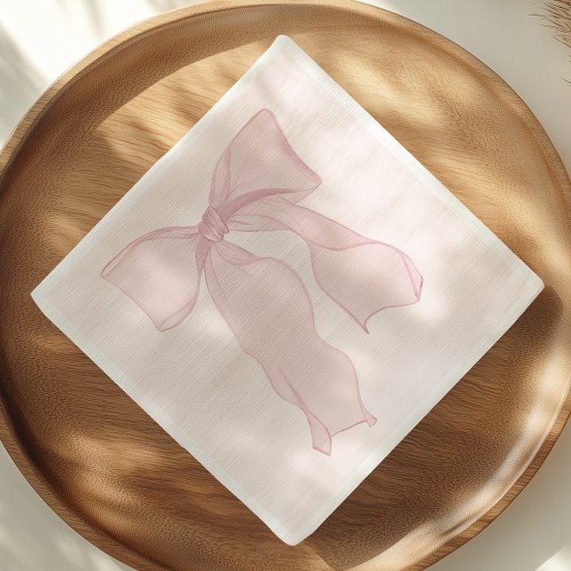 Guardanapo De Papel Aniversário com Laço Rosa Elegante  (Criador carregado)