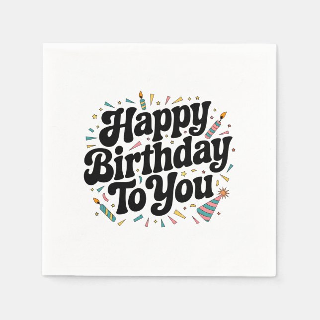 Guardanapo De Papel Aniversário Confetes Retro (Frente)