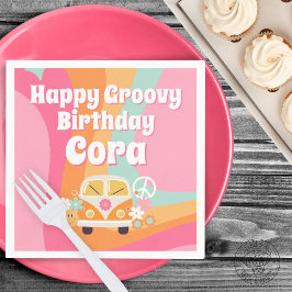 Guardanapo De Papel Aniversário Cor-de-Rosa Groovy