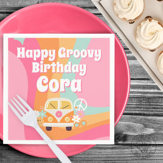 Guardanapo De Papel Aniversário Cor-de-Rosa Groovy