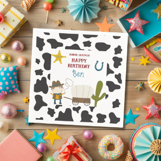 Guardanapo De Papel Aniversário Cowboy com Impressão de Vaca Fofa