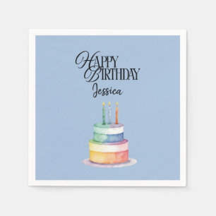 Guardanapo De Papel Aniversário Cristão Floral Azul