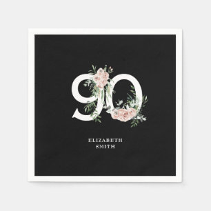 Guardanapo De Papel Aniversário da 90 rosa rosa-rosa-rosa-preto e bran