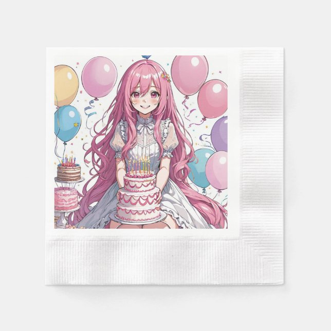 Guardanapo De Papel Aniversário da Anime (Frente)