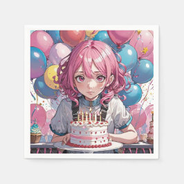 Guardanapo De Papel Aniversário da Anime Girl