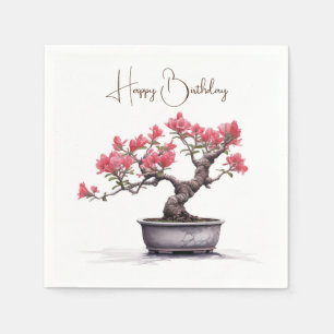 Guardanapo De Papel Aniversário Da Árvore Bonsai Em Pote