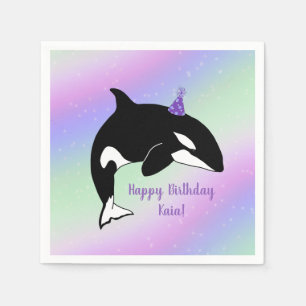 Guardanapo De Papel Aniversário da Baleia Assassina Orca Personalizad